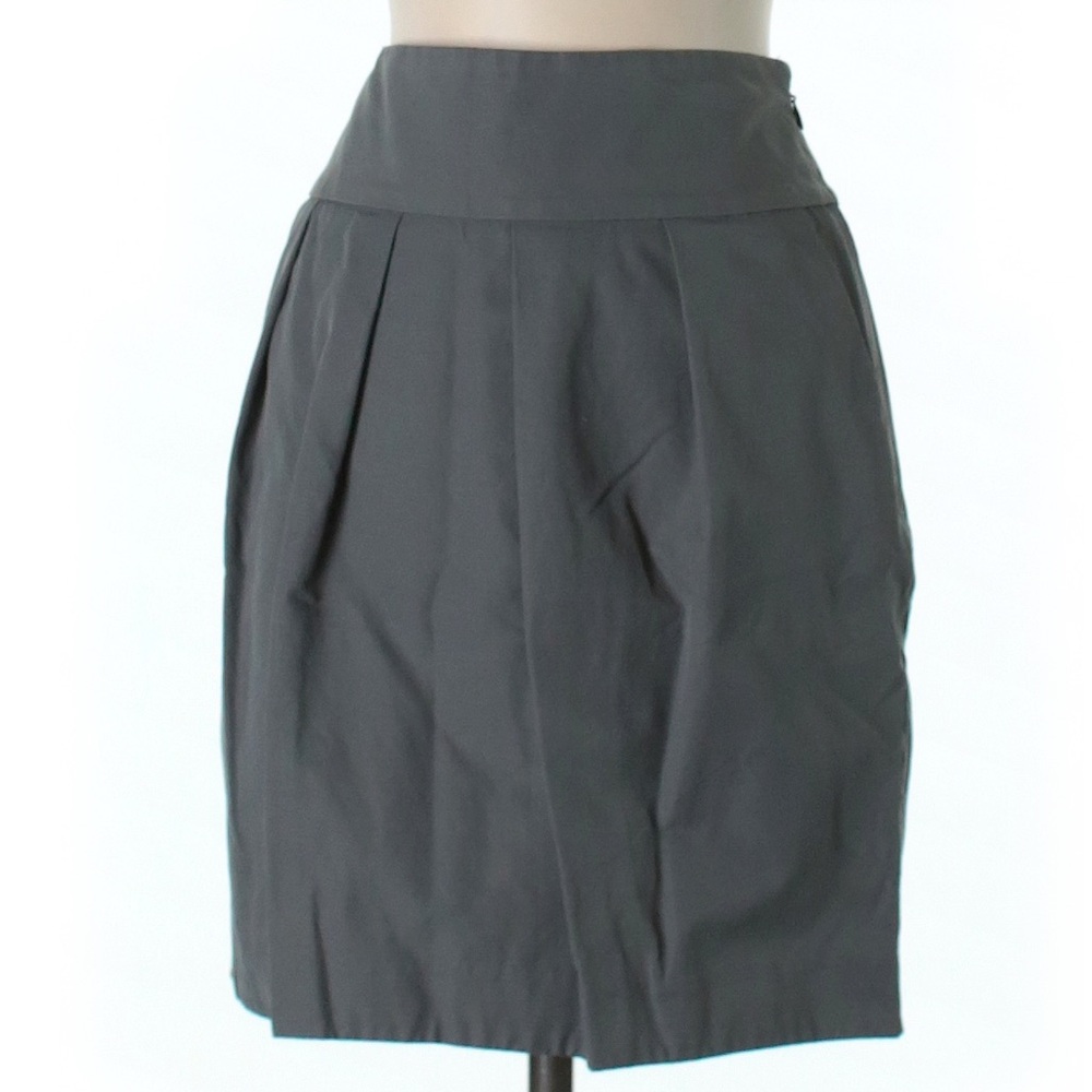 LOFT Gray Size 0 Cotton Blend Wrap Accent A-Line Sheath Short Skirt With Pockets